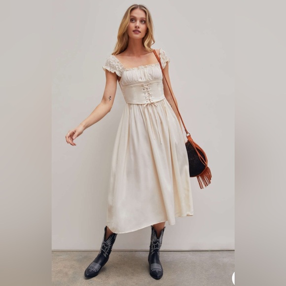 Cider Dresses & Skirts - CIDER,SOLID RUFFLES LACE UP MAXI DRESS